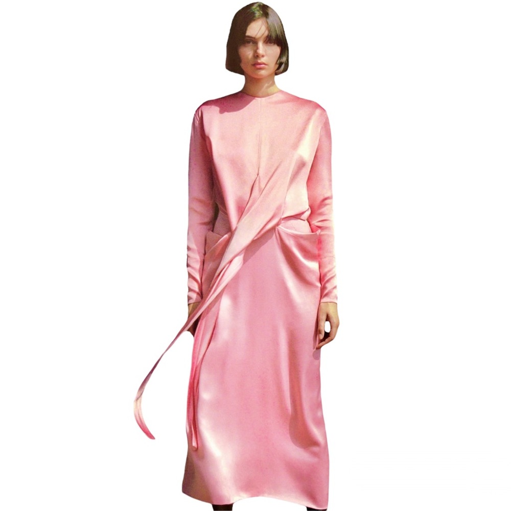 CÉLINE PINK SILK SATIN WRAP DRESS SIZE 38 BY PHOEBE PHILO